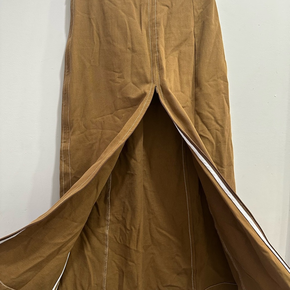 Brown Maxi A-Line Skirt with Slit for Casual Wear